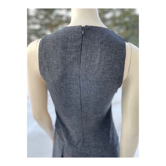 Hansen & Gretel Midi Dress Asymetric Sleeveless Raw Trim Grey Sz 1 - Picture 3 of 16